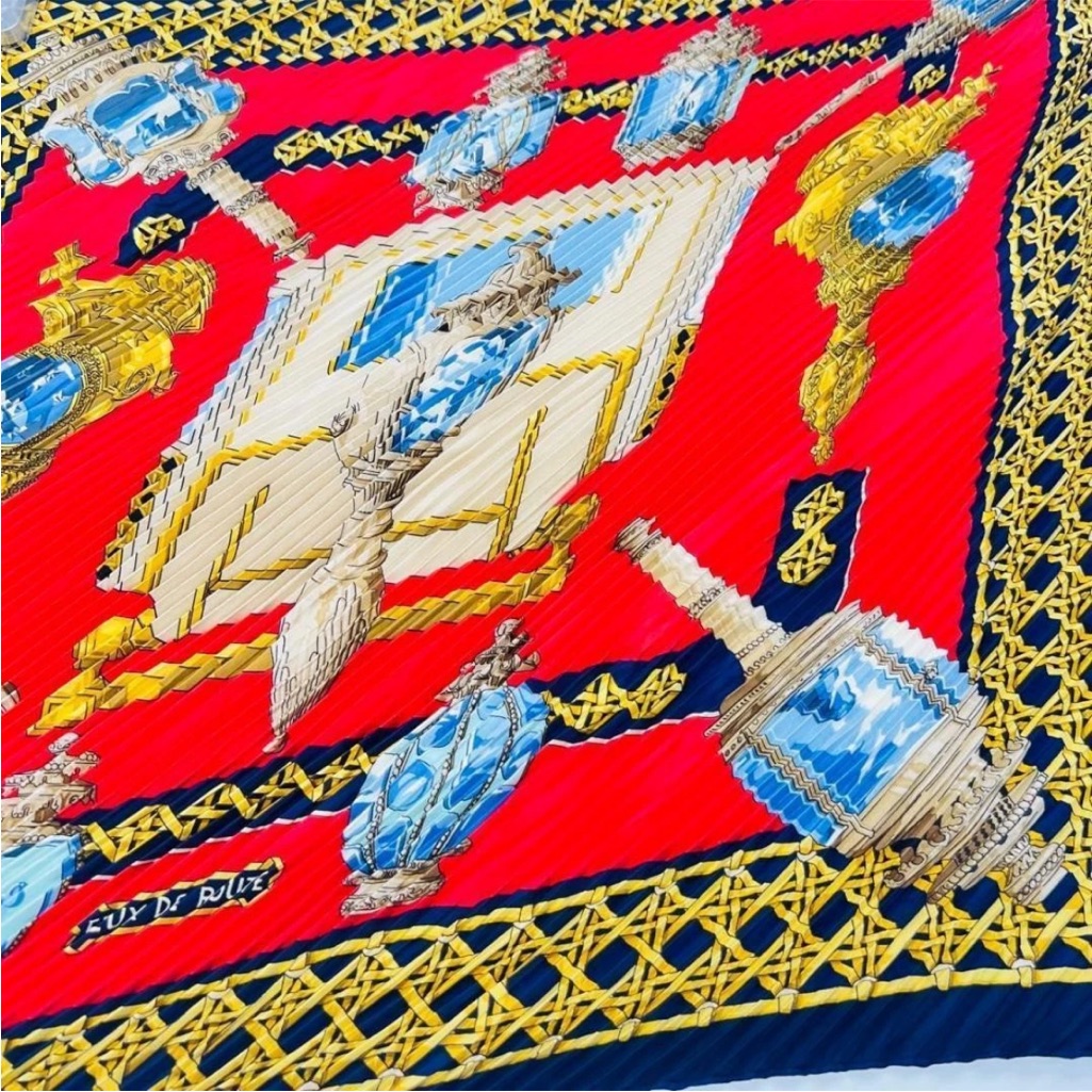 Hermes Navy And Yellow Silk Scarf